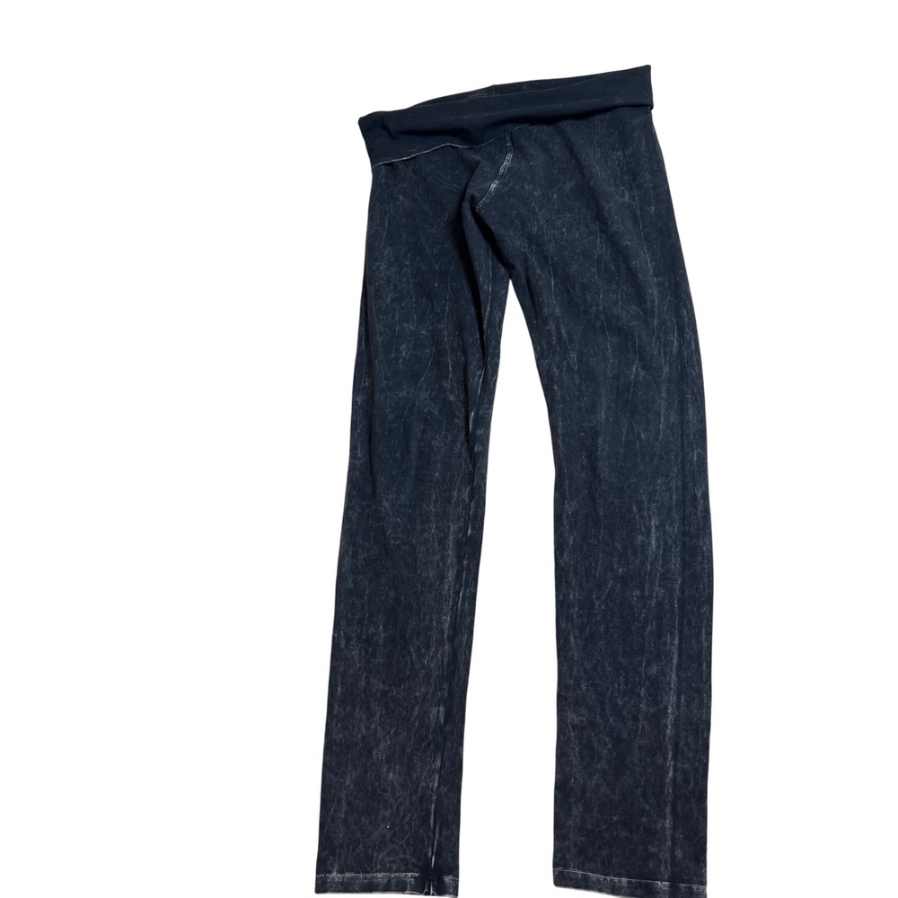 Hard Tail Forever Womens Large Acid Wash Roll Down Leggings Charcoal Gray Yoga